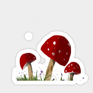 Small Red Mushrooms Sticker